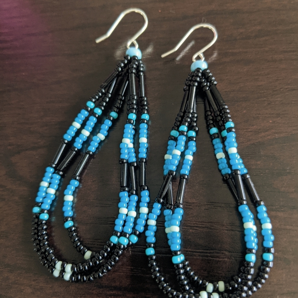 Black and blue earrings
